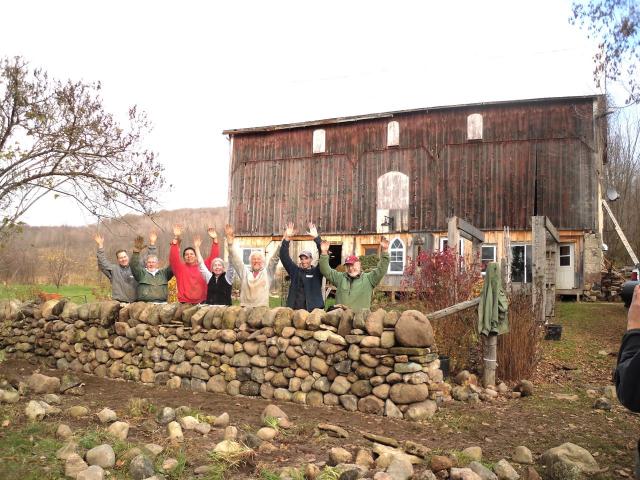 Students at the completed dry stone wall on 2nd day of the Kimberly 2009 workshop